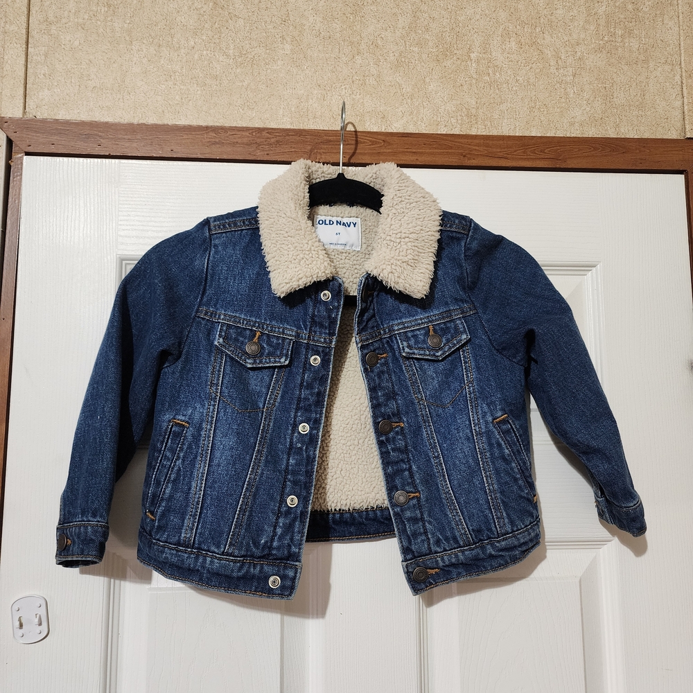 Kids Denim Jacket with Sherpa Lining Sz 5T